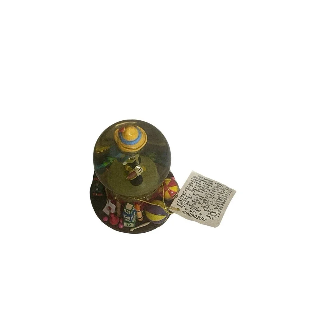Vintage Disney Jiminy Cricket Collectible Mini Snow Globe Christmas Ornament Tag